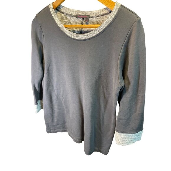 Fresh Produce Soft Blue Round Neck 3/4 Sleeve Made in USA Top Sz 14 - Picture 4 of 11